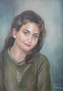 The portrait of Mary Katherine was painted as a sample for an auction at the Overbrook School of the Dominican Campus in Nashville, Tennessee. It is in the artists private collection. The painting was done in oil on an 12 x 16 canvas. Christine has a passion for painting children and has taught childrens Bible classes for 23 years. Many of her subjects are from her years of teaching and interacting with children. 