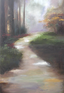 The Path is an oil painting done on 24 x 36 canvas. It was inspired by the quote by Ralph Waldo Emerson, Do not go where the path may lead, go instead where there is no path and leave a trail.